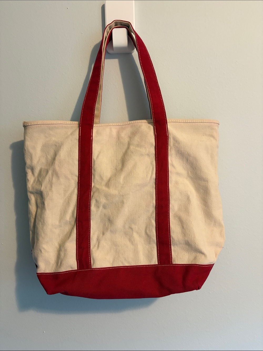 Cherokee Cream Canvas Tote with Red Trim
